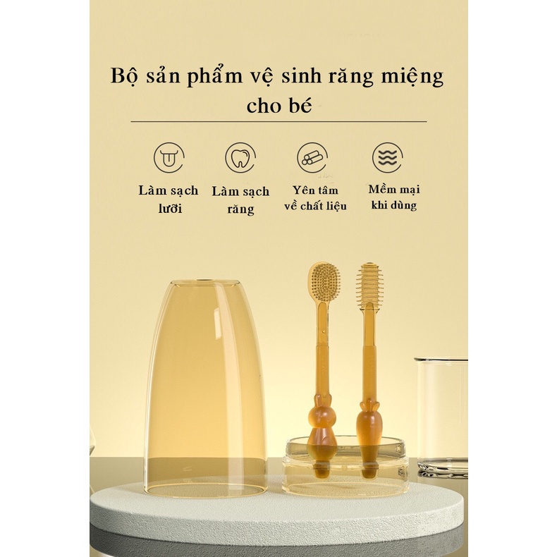 Rơ Lưỡi Silicon Và Bàn Chải Đánh Răng Cho Bé từ 0- 18 Tháng MISUTA DD098