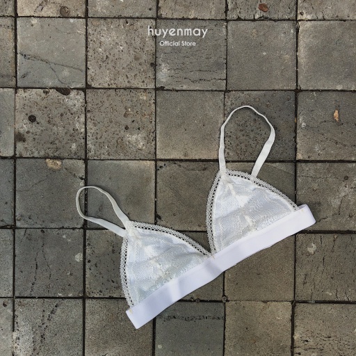 Áo Lót Ren Pha Cotton Móc Gài Sau Huyenmay - Hoạ Tiết Trắng