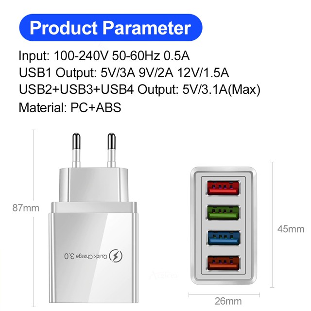 Củ sạc nhanh 18W USB sạc Nhanh QC 3.0