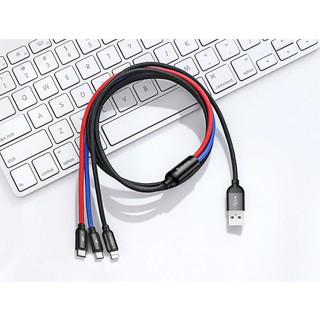 Cáp sạc Baseus 3 đầu dòng ra 3.5A Iphone - type C - micro