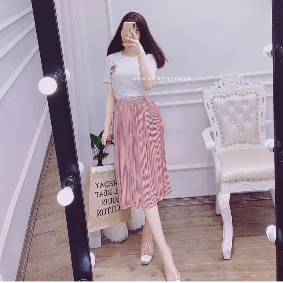 Chân váy xếp ly dáng dài LD025