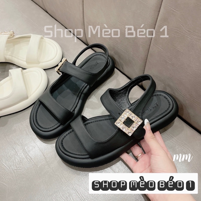 Sandal quai ngang tag đá vuông fullbox hàng quảng châu cao cấp