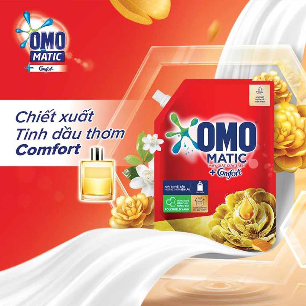 Nước Giặt OMO Matic Comfort Tinh Dầu Thơm Hoa Vàng Túi 3,6kg