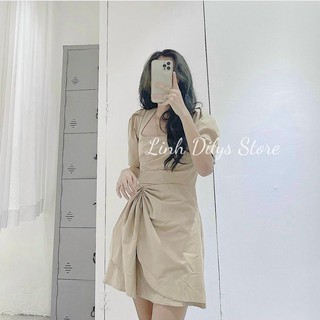 Đầm Cỗ U Xếp Ngực Nhíu Bèo 2 Màu 🦋FREESHIP🦋 Váy Cổ U Linh Dilys Store
