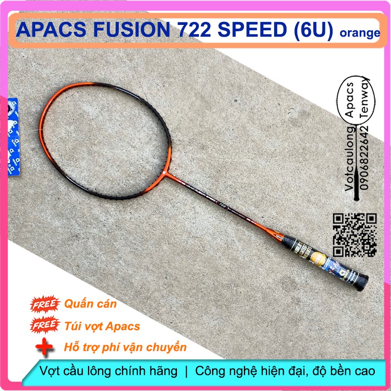 [Vợt cầu lông Apacs Nano Fusion Speed 722 Orange - 6U] Siêu nhẹ như không, cân bằng công thủ, sơn nhám tuyệt đẹp