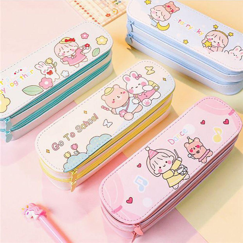 Túi Đựng Bút Chì / Ví Có Khóa Kéo Sức Chứa Lớn Phong Cách Cổ Điển Dễ Thương Tiện Dụng Mang Theo Du Lịch