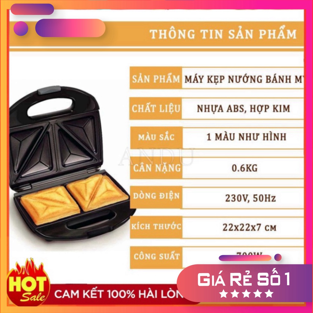 Máy Kẹp Nướng Bánh Mì NIKAI, Ép Bánh Sandwich, Rán Trứng, Làm Đồ Ăn Sáng, Nướng Thịt 2 Mặt Đa Năng 💖 MTZ Official