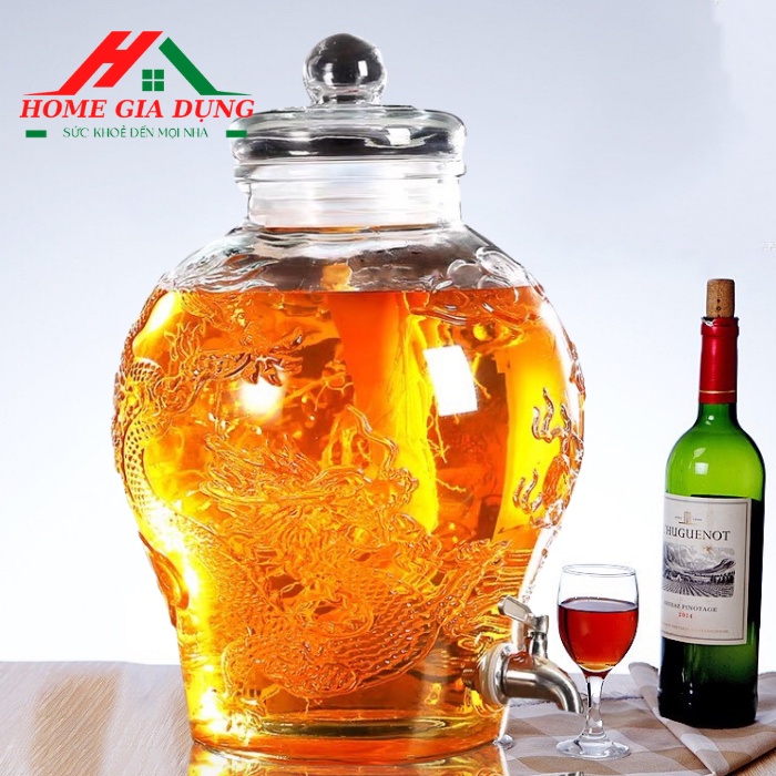 Bình ngâm rượu thuỷ tinh Chum Rồng 8 Lít