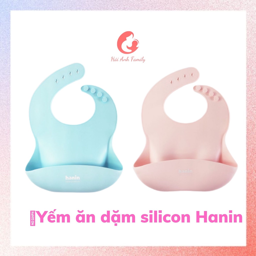 Yếm Ăn Dặm Silicon Hanin Baby Cao Cấp, Máng Yếm Rộng, Siêu Mềm, Dễ Dàng Vệ Sinh