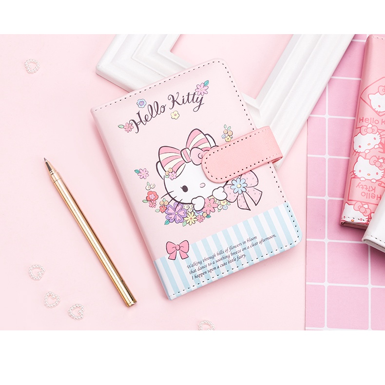 Sổ Tay Dễ Thương Notepad Hello Kitty Da PU Notebook A6 Notebook Sáng Tạo Văn Phòng Phẩm Cô Gái Tươi Nhật Ký Hoạt Hình Du Lịch Notepad Di Động