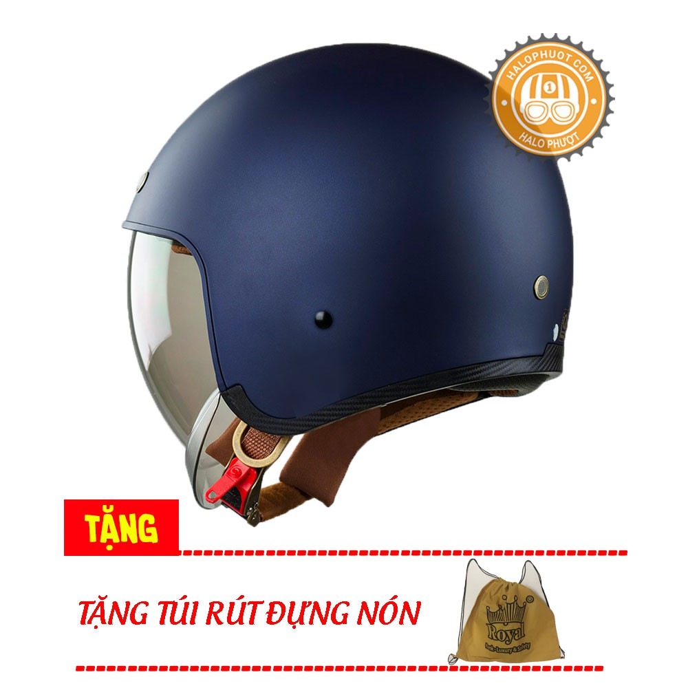 Nón bảo hiểm 3/4 kính âm Royal M139 Mực Nhám (tặng balo rút)