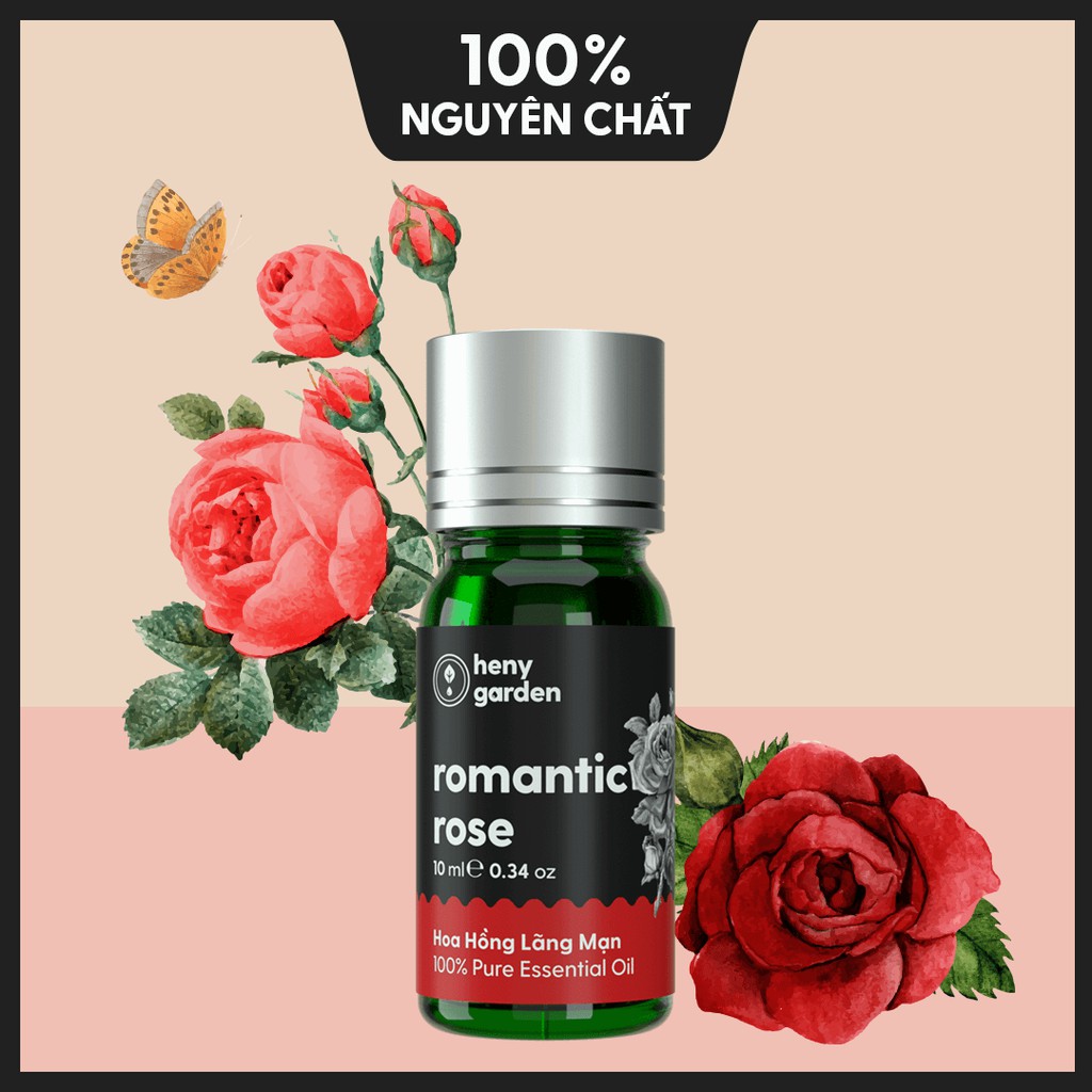 Tinh Dầu Hoa Hồng Organic Thiên Nhiên Nguyên Chất Đậm Đặc Xông Thơm Phòng, Làm Nến Thơm HENY GARDEN