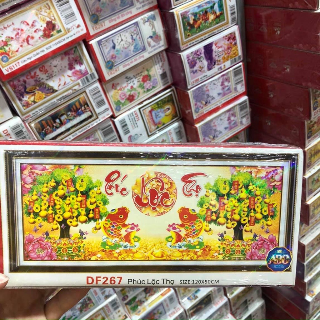Tranh đính đá Tiền Vô Như Nước, Cây tiền vàng 120x55cm - Tranh chưa gắn đá