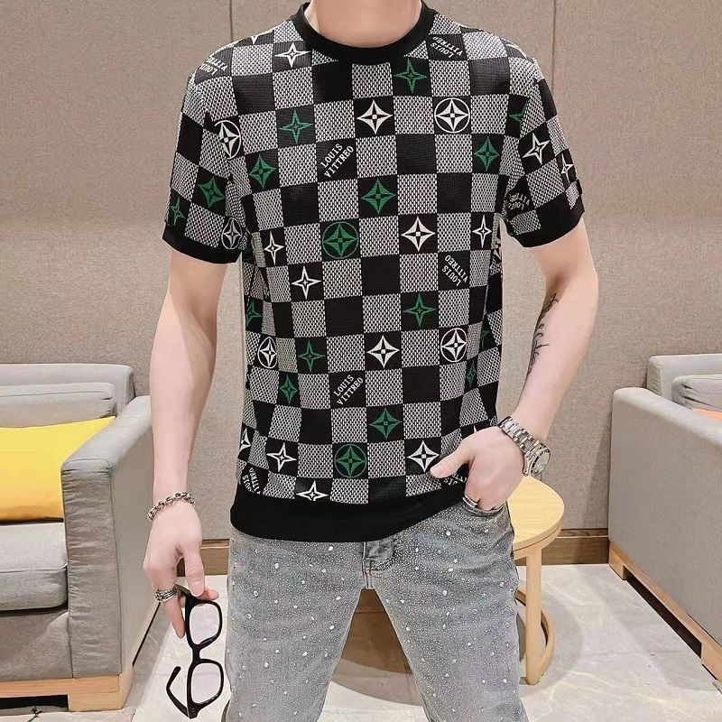 Áo Thun Tay Ngắn Dáng Ôm Vải Lụa Lạnh Phối Lưới Thoáng Khí Kiểu Hàn Quốc Cá Tính Cho Nam