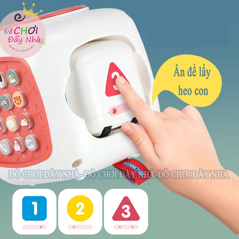 Đồ chơi phím nhạc,trống, hộp nhạc, - mẫu mẹ con heo hồng, bò sữa siêu đáng yêu có bánh xe chạy đà- Đồ chơi đầy nhà