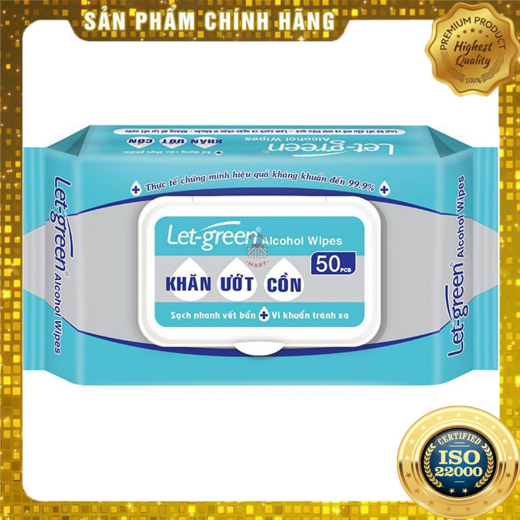 [ Yams Mart ] Khăn Ướt Cồn Let Green 50 Miếng