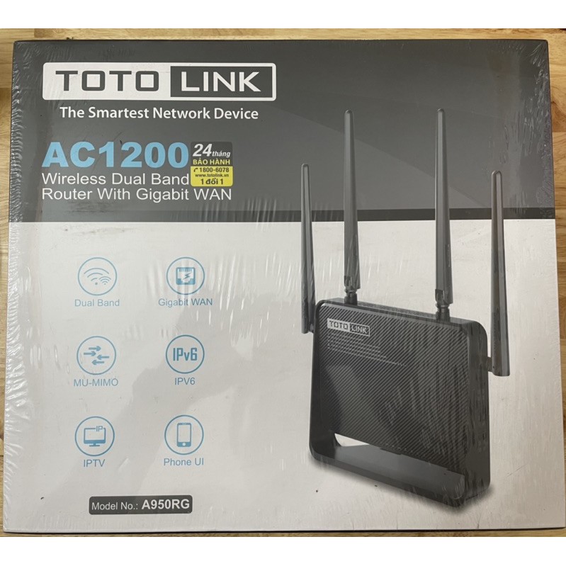 Bộ phát Wifi 2 băng tần Totolink A950RG (Hàng chính hãng - BH 24 tháng)