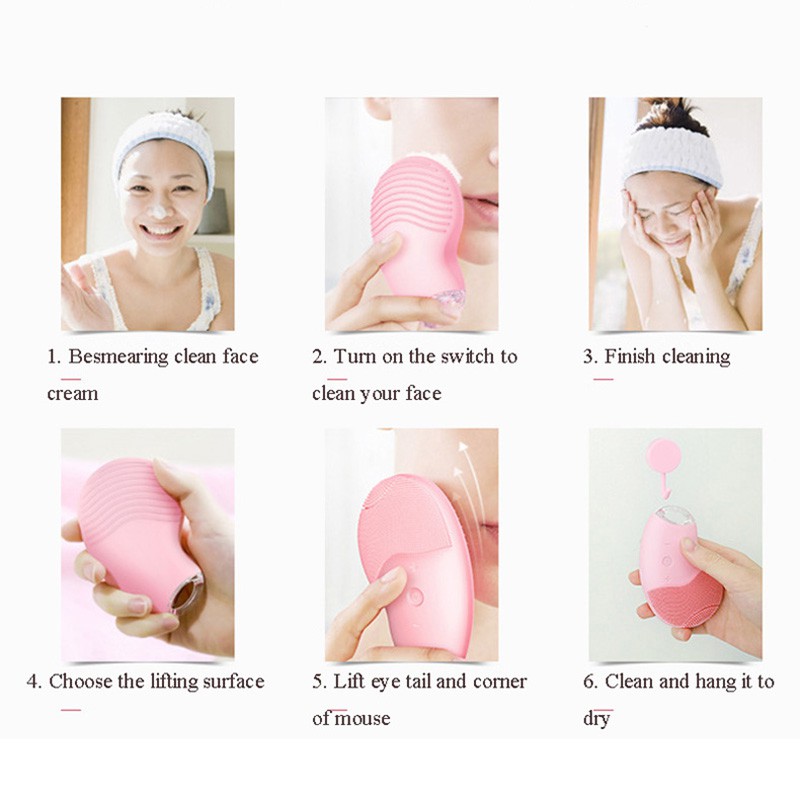 Máy massage mặt đầu silicon mềm xóa mụn đầu đen Pritech | BigBuy360 - bigbuy360.vn