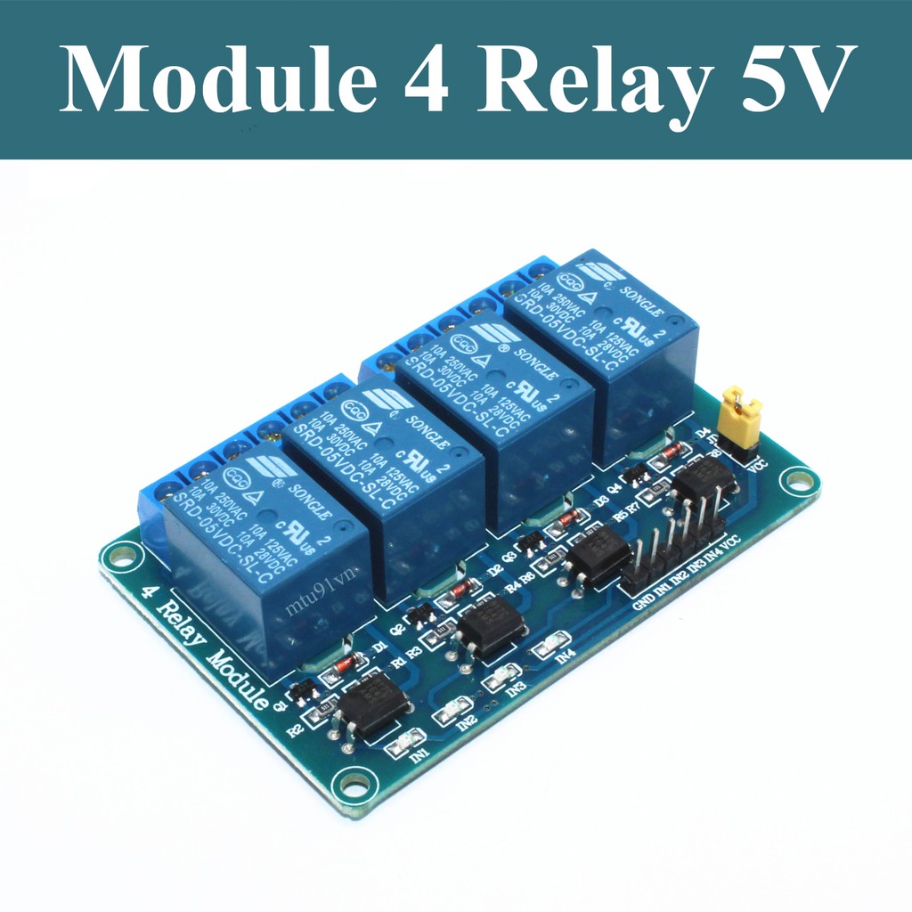 Module 4 Relay 5V với Opto cách ly đóng ngắt mạch điện AC/DC