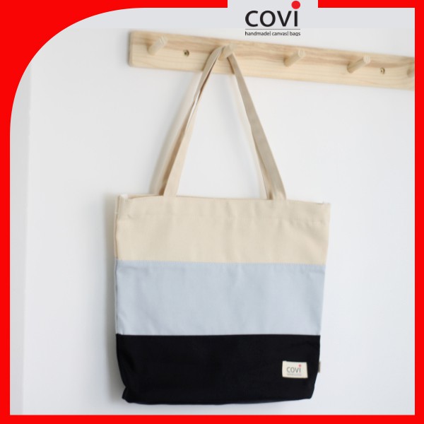 Túi vải canvas Hàn quốc, túi vải bố có khóa kéo thời trang COVI nhiều màu sắc T9