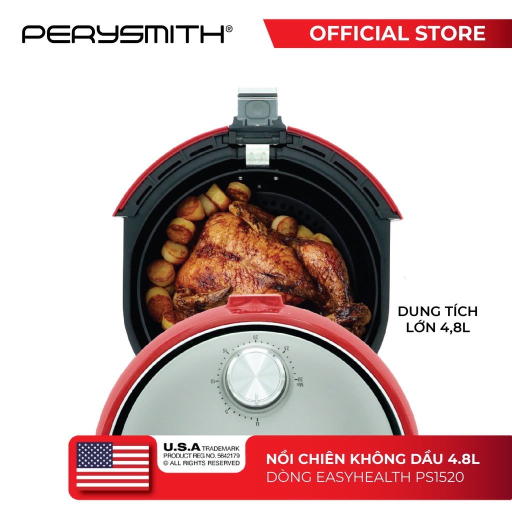 Nồi chiên không dầu cơ 4,8 lít PerySmith PS1520 loại bỏ chất béo có hại