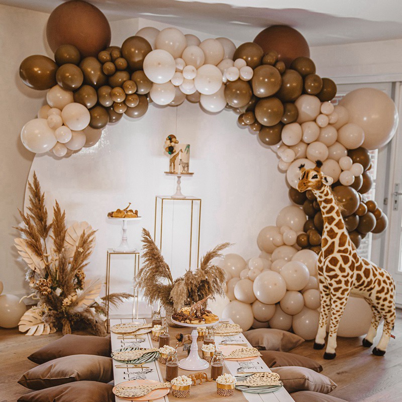 ❤️102 miếng cà phê nâu bóng bay vòm trang trí sinh nhật bong bóng vòng hoa cao su