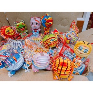Combo 50/100 cái Lồng Đèn Trung Thu Giấy Xếp Các Loại Nhiều Size Đa Dạng Mẫu Đẹp Giá Rẻ