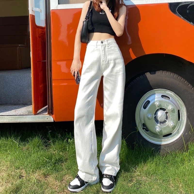 [Mẫu HOT ]Quần jean ống rộng NÂU TÂY cạp cao vintage , quần bò cullotess cạp cao chất Jean Quảng Châu siêu đẹp