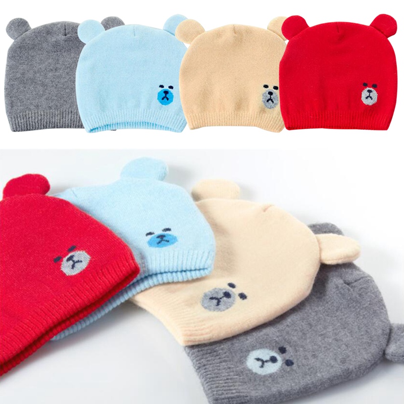 Mũ len tai gấu đáng yêu dành cho em bé sơ sinh