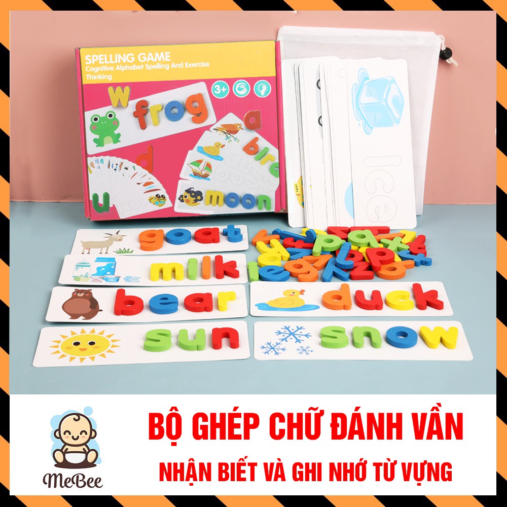 Bộ Đồ chơi gỗ Ghép chữ đánh vần Tiếng Anh - SPELLING GAME cho bé (80 chi tiết)