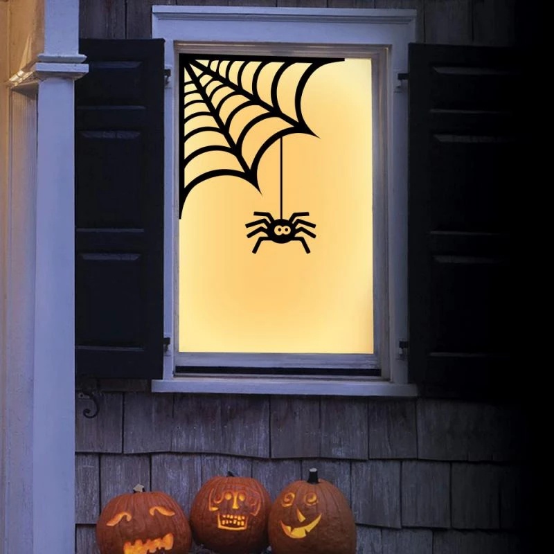 [Sản Phẩm Halloween] Sticker Dán Tường / Cửa Sổ Trang Trí Halloween Kinh Dị Ma Dơi Bí Ngô Boo! Phụ Kiện Trang Trí Tiệc Ngày Lễ We 'Re All Mad Here