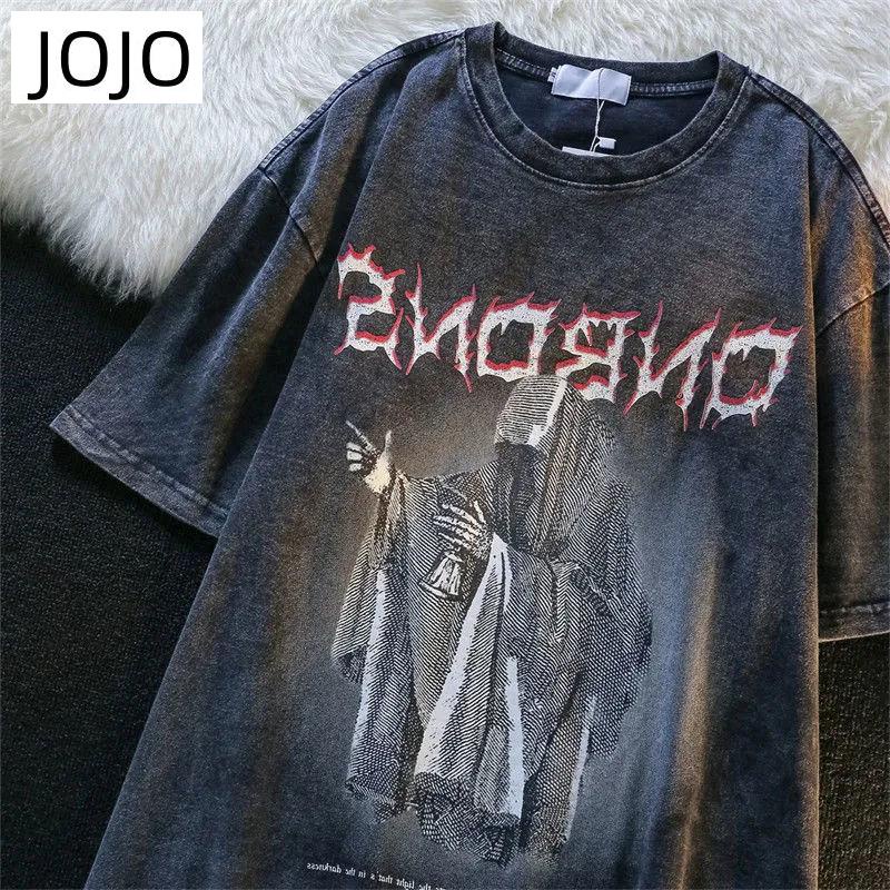 Áo Thun Tay Ngắn Dáng Rộng In Hình Ác Quỷ Kiểu Retro Mỹ Thời Trang Mùa Hè Cho Các Cặp Đôi