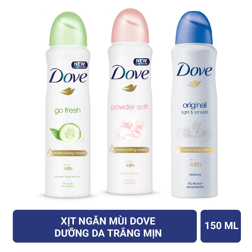 [SHOPEE OUTLET] Xịt khử mùi Dove Dưỡng da Mềm mịn dành cho nữ, 150ml