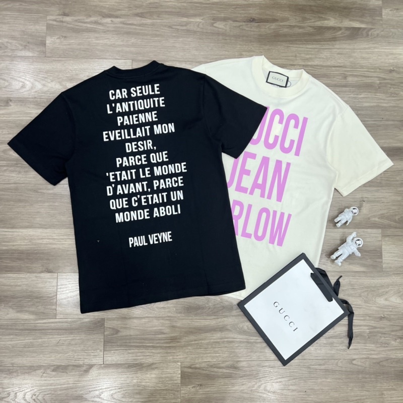 Áo Phông Cổ Tròn In G.C  Jean Harlow 2 Màu Trắng Đen