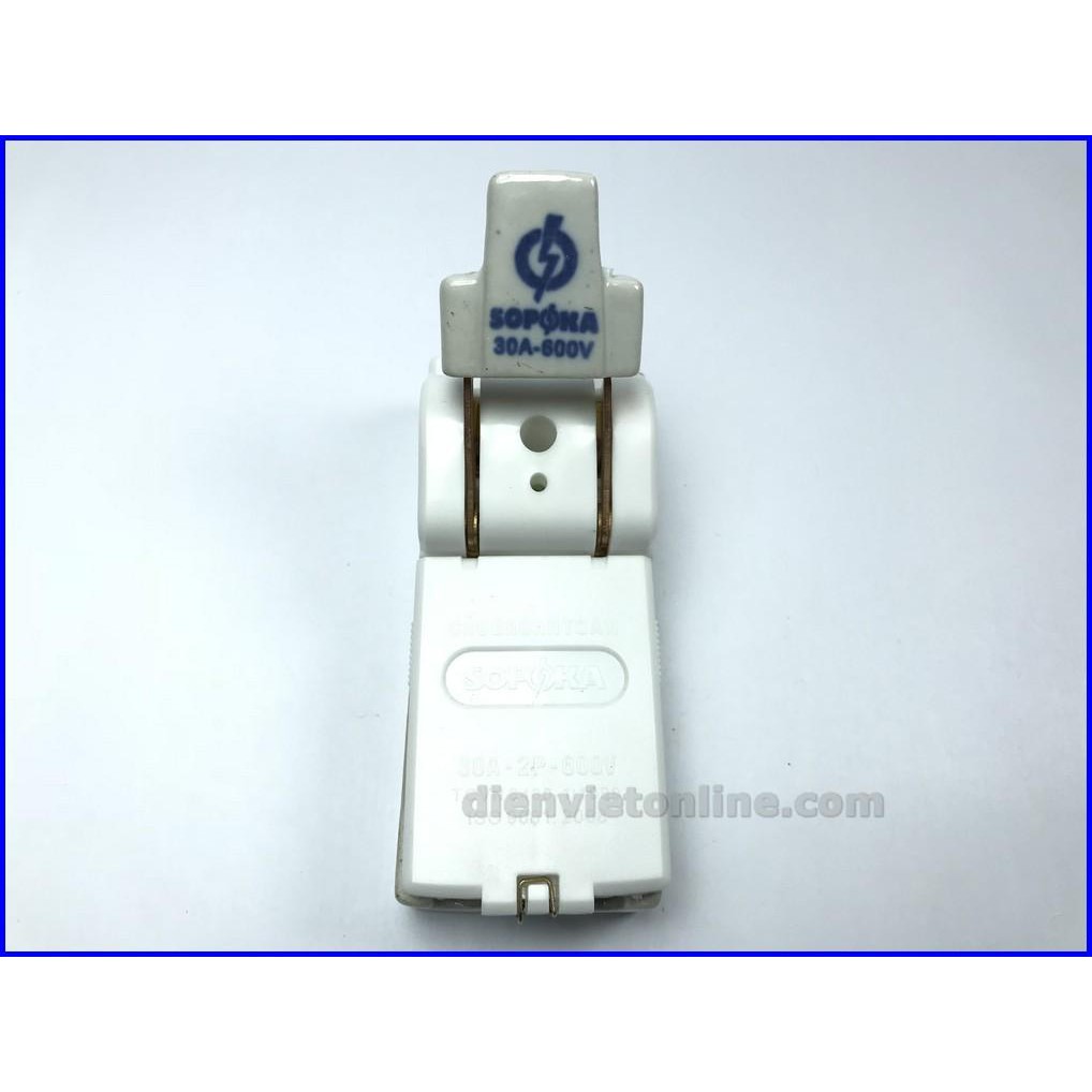 Cầu dao đế sứ 60A 2P Sopoka D7/D8 - Điện Việt