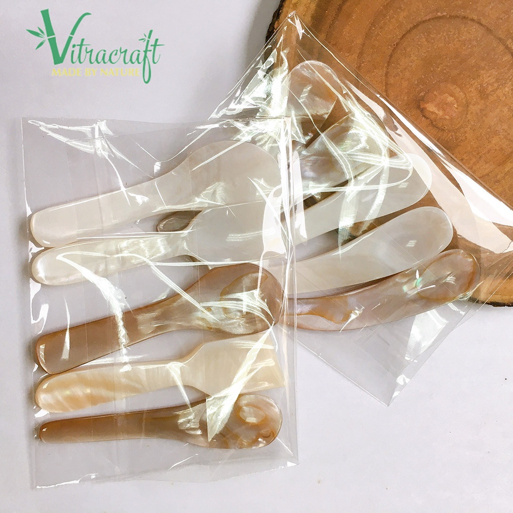 Bộ set 5 thìa mỹ phẩm ngẫu nhiên. Thìa Handmade chất lượng cao. Được làm từ những Vỏ Trai Tự Nhiên.