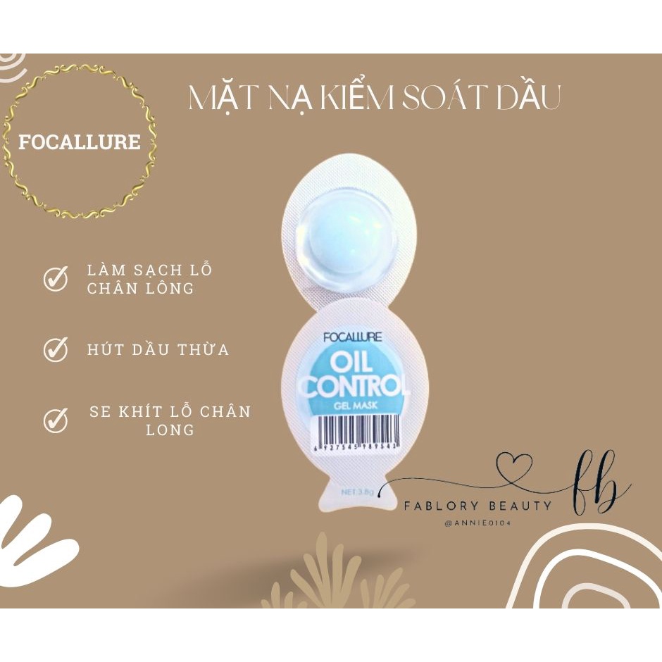Mặt nạ FOCALLURE 3.8g, mặt nạ nội địa trung dưỡng sáng da, kiềm dầu, dưỡng ẩm sâu, se khít lỗ chân lông và giảm mụn