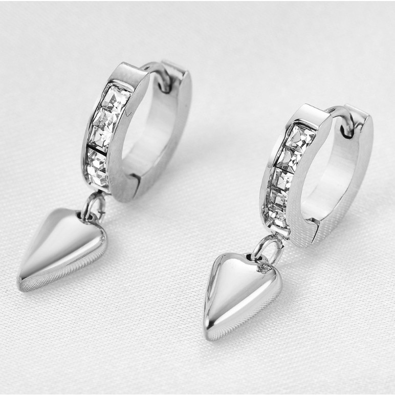 Bông Tai Tòn Ten Trái Tim Titan Ko Đen TT 4384