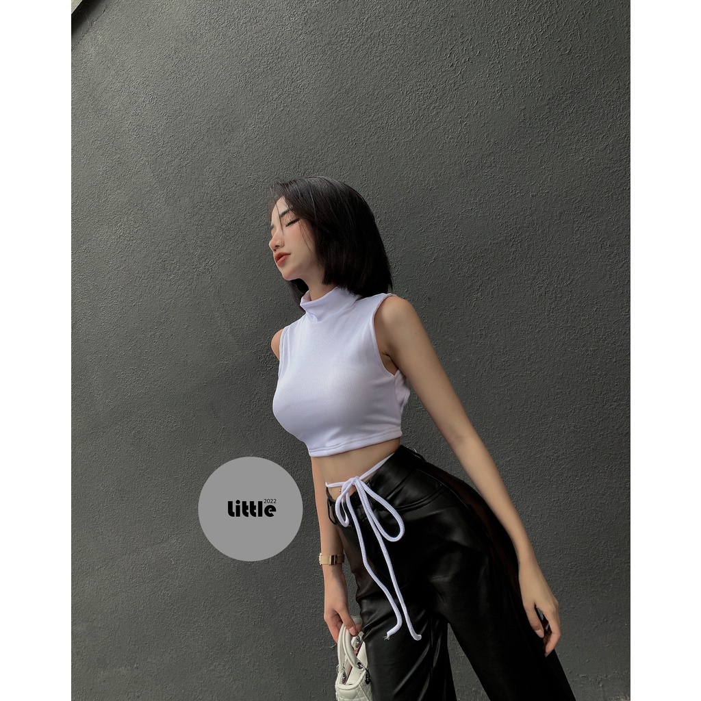 Áo Hở Lưng Có Mút Ngực Sát Nách Cột Nơ Sau Lưng May 2 Lớp Bigisze Dưới 80Kg Chất Thun Gân Co Giãn Màu Trắng "HLCC"