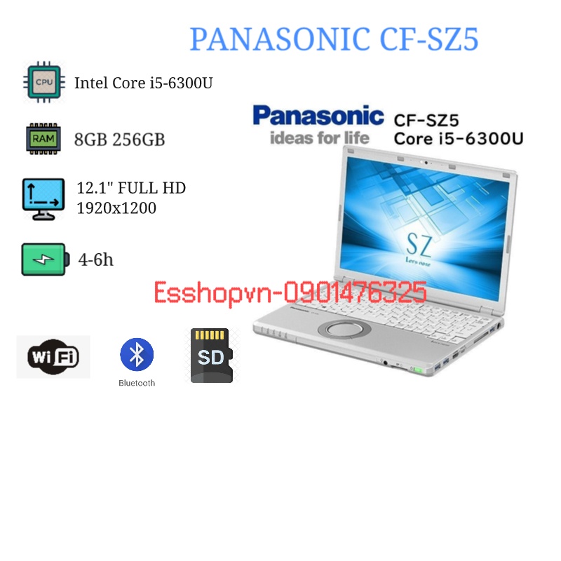 Laptop Panasonic CF-SZ5/SZ6 màn hình 12.1" Full HD 8GB RAM 256GB SSD Core i5-7300U - Likenew 98% zin