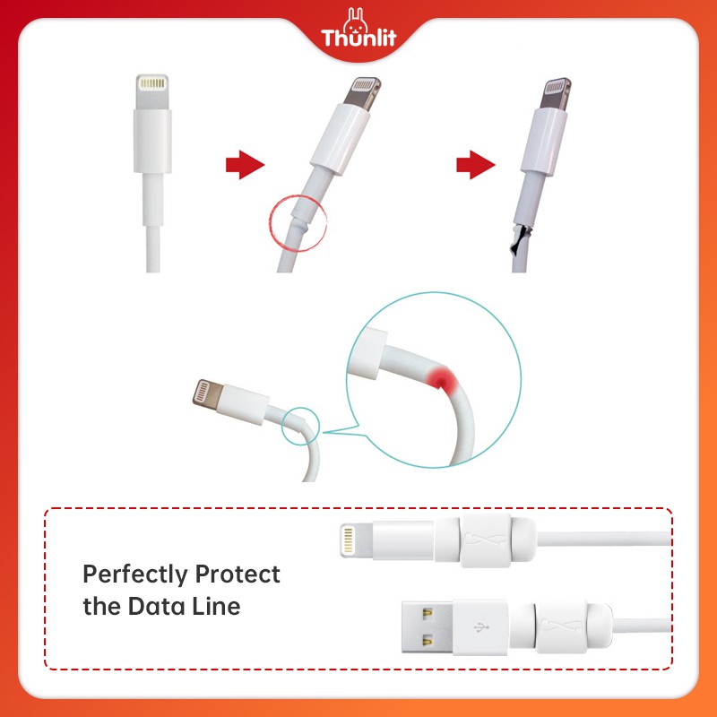 Bộ bảo vệ cáp sạc Thunlit bằng nhựa cứng đa năng cho Apple và Android