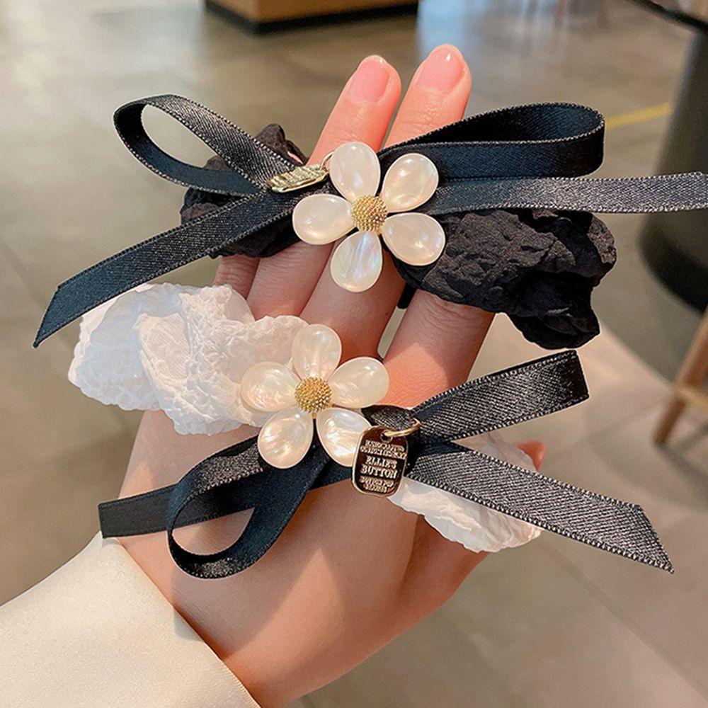 Dây Buộc Tóc Đính Nơ Họa Tiết Hoa Phong Cách Hàn Quốc Cổ Điển VANES1