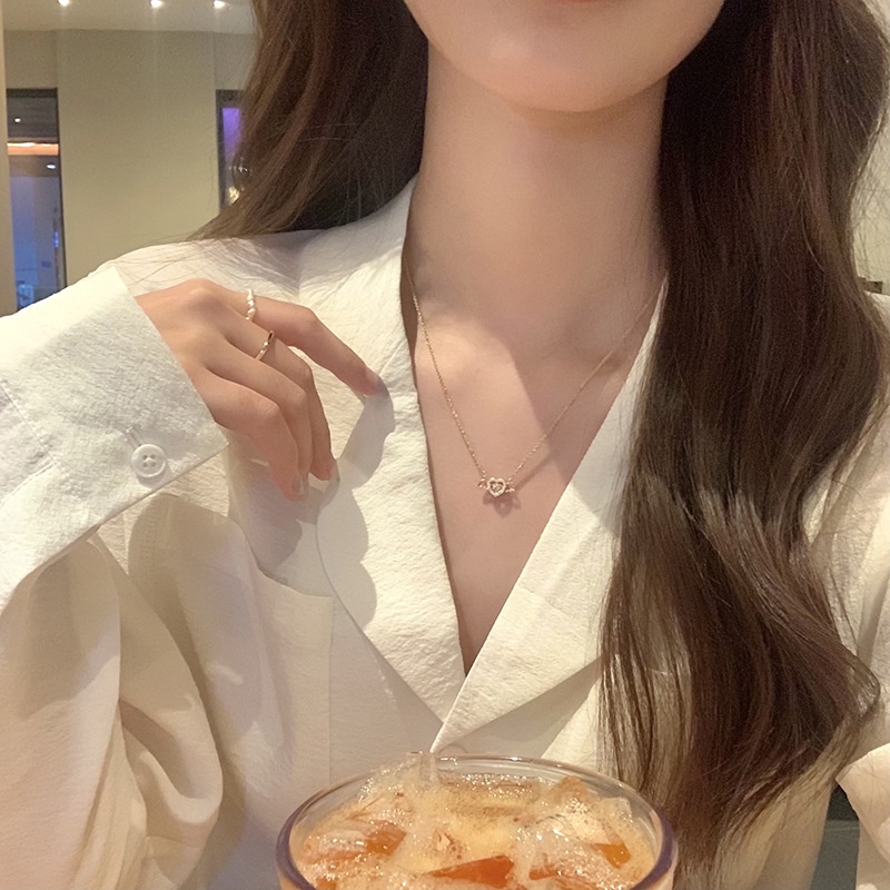 Vòng cổ Mạ Vàng 14K Mặt Hình Thiên Thần Tình Yêu Đính Đá Zircon Phong Cách Hàn Quốc