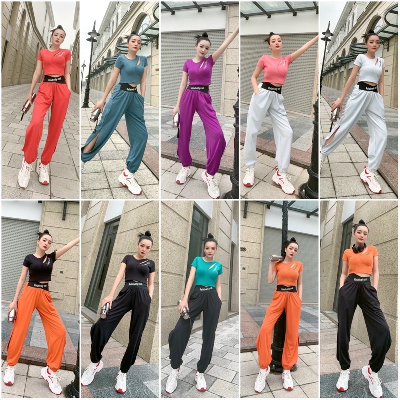 BỘ ÁO CROPTOP LOVE QUẦN COOL CÓ TÁCH ÁO LẺ QUẦN ZUMBA LẺ TẬP ZUMBA GYM NHẢY NỮ