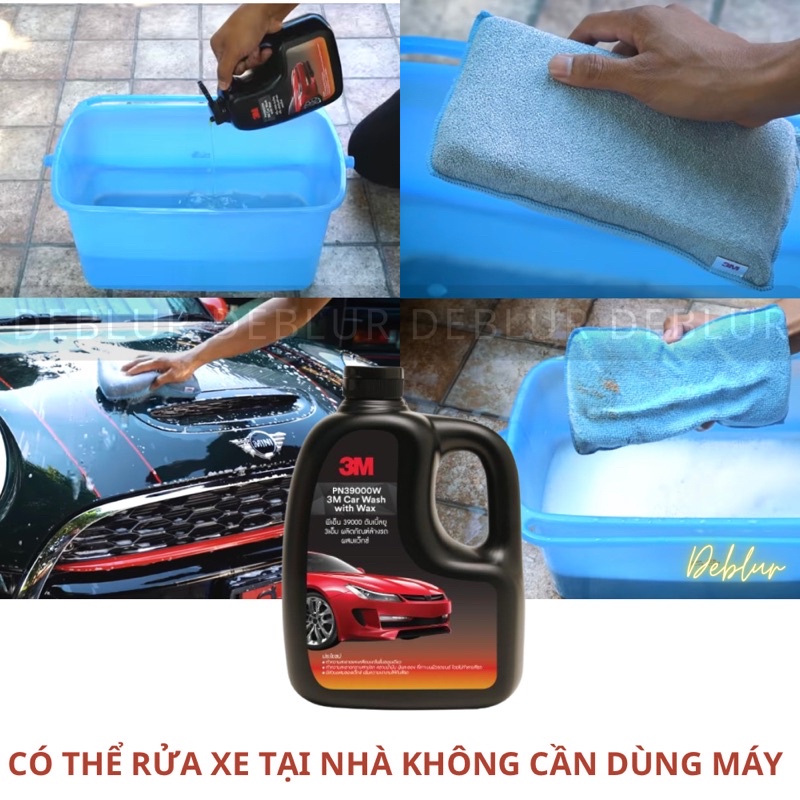 Xà bông rửa xe bọt tuyết, phủ bóng sơn xe 2in1 3M car wash with wax - nước rửa xe ô tô đậm đặc, rửa xe máy