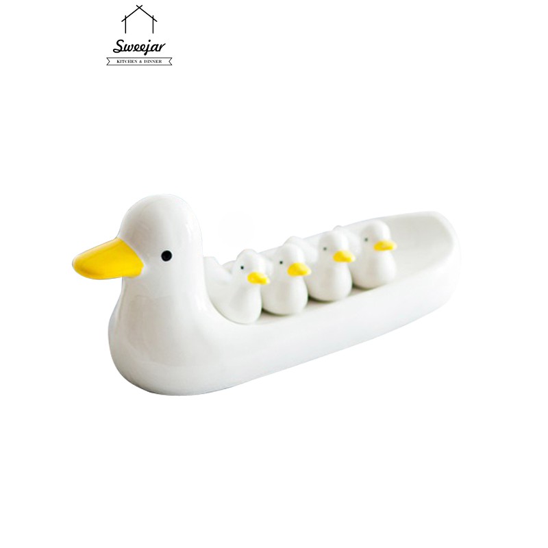 Set giá gác đũa muỗng SWEEJAR thiết kế hình vịt đáng yêu xinh xắn