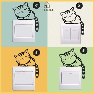 1PC Cute Removeable Cat Switch Sticker Mural Art Wall Decal Bedroom Bathroom
