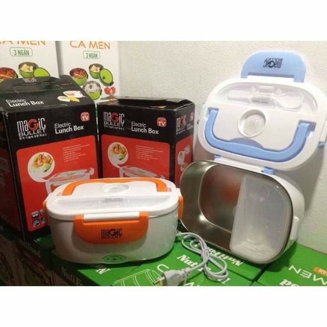 Hộp Đựng Cơm Văn Phòng Cắm Điện Ủ Cơm Hâm Nóng Thức Ăn Magic Bullet Ruột Inox Cao Cấp An Toàn Cho Sức Khỏe
