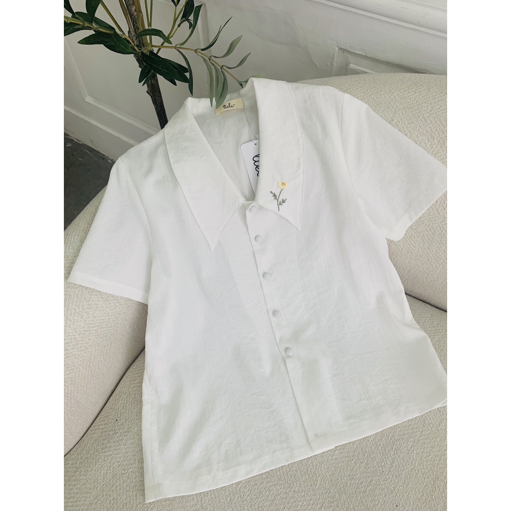 TIELA Áo sơ mi trắng thêu hoa công sở - Ana Shirt