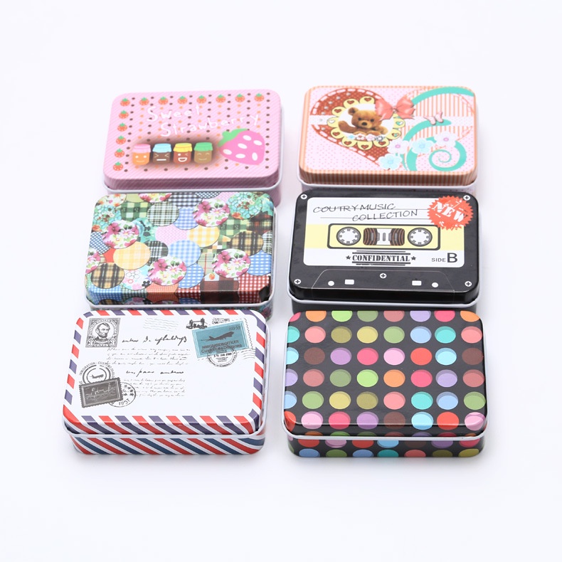 Hộp Thiếc Đựng Thẻ Hình Chữ Nhật In Hoạt Hình Sáng Tạo